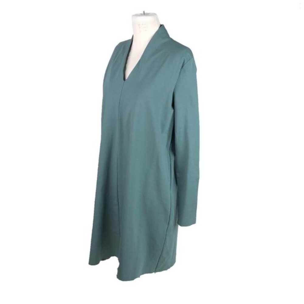 Cos M Medium Flared V Neck Dress Sage Green - Picture 3 of 8